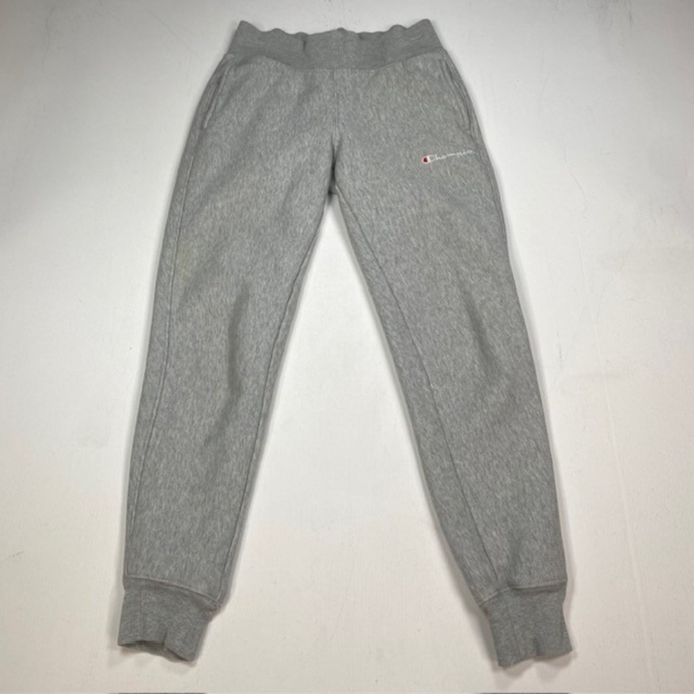 Champion Reverse Weave Joggers Heather Gray Script Logo Sweatpants XS